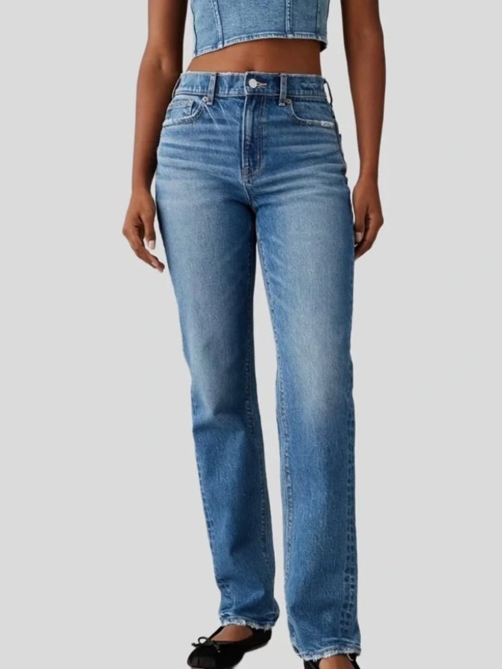American Eagle Women's Stretch Super High-Waisted Straight Jeans Size 2 Short